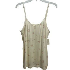 Soma Cool Nights V Neck PJ‎ Sleep Cami Size L Sparkle Stars Floral Ivory …